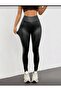 High Waist Faux Leather Tights - 4