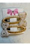 Set of 2 Metal Buckles with Gold Detailed Bow