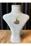 Gold Plated Black Zircon Stone Embroidered Necklace with Allah Written on It
