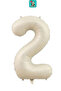 2 Year Old Bear Figure Heart Themed Birthday Decoration Balloon with Cream Foil and Cream Bow Tie - 3