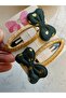 Set of 2 Metal Buckles with Gold Detailed Bow