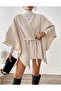 Lace-Up Detailed Cashmere Poncho - 5