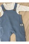 Baby Boy Waffle Fabric 2 Oarça Salopet Baby Boy Suit Set - 2