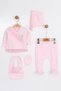 Cotton Lace Detailed Luxury 5-Piece Newborn Baby Hospital Discharge Set - 3