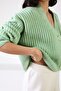 Green Off-Shoulder Alpaca Wool Blend Women's Knitwear Cardigan - 2