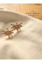 Stone half flower steel earrings - gold