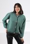 Green Buttoned Round Neck Boucle Women's Knitwear Cardigan - 2