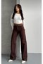Brown High-Waist Straight Fit Wide-Leg Trousers (BELT NOT INCLUDED) - 4
