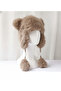 Plush Light Brown Color Tailed Cat Beanie Protects from Cold - 4