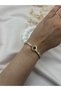 Detailed Gold Color Women's Bracelet – Stylish Metal Bracelet with Elegant Round Figures - 2