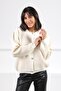 Ecru Buttoned Round Neck Boucle Women's Knitwear Cardigan - 3