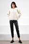 Ecru Buttoned Round Neck Boucle Women's Knitwear Cardigan - 4