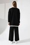 Milano Women's Black Crew Neck Shepherd Stitch Sweater and Palazzo Knitwear Bottom Top Set 2026 - 2
