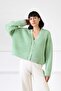 Green Off-Shoulder Alpaca Wool Blend Women's Knitwear Cardigan - 4