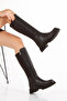 Women's Scuba Fabric Detailed Zippered Boots 7029 Black - 2
