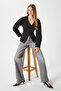 Women's Osea Premium Fitted Black Stylish Button Detail Peplum Blouse - 7