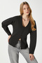Women's Osea Premium Fitted Black Stylish Button Detail Peplum Blouse - 5