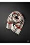 Shoulder Shawl with Red Burgundy Stripes on a White Background, Protects from the Cold, Domestic Production, Modern. - 2