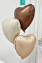 1 Year Old Bear Figure Heart Themed Birthday Decoration Balloon with Cream Foil and Brown Bow Tie - 4