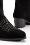 Women's Western Cowboy Vegan Suede White Embroidered Boots - 4