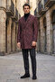 Slim Fit Patterned Single Slit Wool Blend Double-Breasted Claret Red Coat - 3