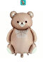 9 Year Old Bear Figure with Cream Foil and Brown Bow Tie, Heart Themed Birthday Decoration Balloon - 2