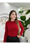 Women's Thin Knit Red Long Sleeve L Stretch Fabric Soft Knitwear Sweater-Badi - 5