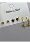 Steel Gold Star Single Stone Multiple Earrings - 4