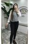 Women's Gray Gold Buttoned Pocketed Knit Vest - 5