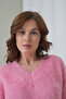Women's V-Neck Beard Textured Fleece-Lined Oversized Knitwear Sweater 8695 - 2