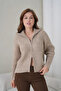 Women's Turn-Down Collar Zipper Closure Corded Fabric Knitwear Jacket - 4