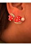 Pearl Stone New Year's Earrings with Hat and Gloves - 3