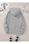 Cartoon Cats Printed Kangaroo Pocket Hooded Sweatshirt, - 2