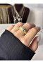 Baget Zircon Stone Black Detail Adjustable Steel Ring – Gold - 3