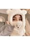 Plush Beanie Hat with Cute Teddy Bear Detail and Neck Collar