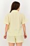 طقم بيجامة نسائي مكون من قطعتين بياقة واسعة وأكمام قصيرة مطرزة، متعدد الألوان - 3