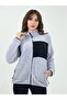 Gray Women's Lamb Welsoft Fleece Jacket Full Zipper 3 Pockets Front Piece Detail Full Size - 6