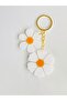 Yellow- White Flower and Daisy Figured Keychain - 4