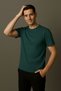 Men's Oversized Wide Cut 100% Cotton Basic Crew Neck Pine Green T-Shirt - 5