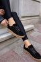 Raspa Women's Black Genuine Leather Suede Lace-Up Sneaker - 2