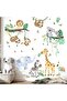 Baby Animals Wall Stickers - Jungle Monkey Elephant Giraffe Lion Decals for Kids - 2
