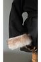 Women's Bitter Brown Sleeve Fur Detailed Belted Slim Cashmere Jacket - Brown - 3