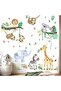 Baby Animals Wall Stickers - Jungle Monkey Elephant Giraffe Lion Decals for Kids
