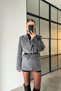 Lined Bearded Cat Plush Design Belted Pinterest Stylish Pocket Detail Blazer Jacket Coat - 2