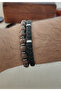 Hematite Natural Stone and Braided Leather 2-Piece Two-Color Men's Bracelet Combination - 3