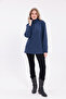 Women's Navy Blue Half Zipper Fleece Sweat - 7