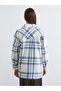 Lcw Modest Blue Plaid Oversized Women's Melton Shirt Jacket - 4