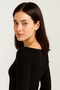 Women's Black Ultra Soft Boat Neck Long Sleeve Blouse - 6