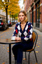 Women's Argyle Patterned V-Neck Buttoned Knitwear Cardigan Relaxed Fit Long Sleeve Cardigan Offering a Stylish Look - 3