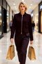 Women's Modern Polo Neck Zippered Front Pocket Long Sleeve Comfortable Fit Short Knitwear Jacket Casual Chic - 4